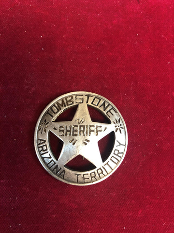 Badge: Sterling plated Tombstone Sheriff Arizona Territory