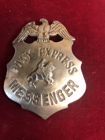 Badge: Sterling plated Pony Express Messenger