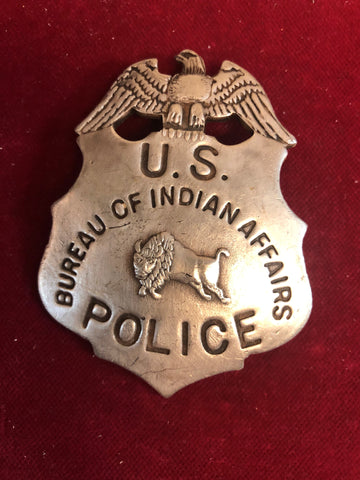 Badge" sterling plated U. S. Bureau of Indian Affairs Police