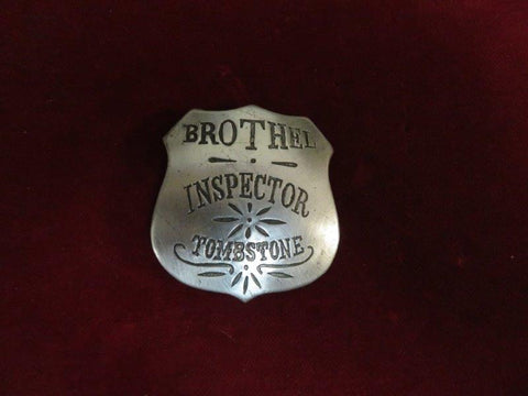 Badge: Sterling plated Brothel Inspector, Tombstone