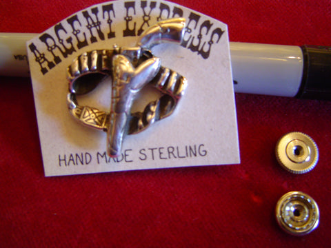 Six Gun and Holster in Sterling Pin