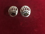 Conchos: Pair Sterling Bear Paws, right & left, flush mount post and screw