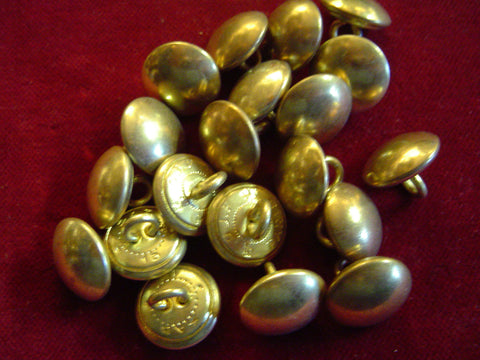 Buttons: Plain Brass Military 15 mm, 1/2"