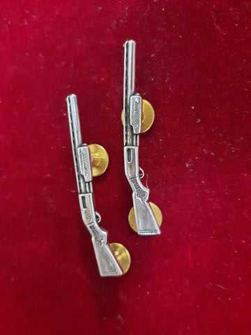 Conchos: Pair of sterling Shot Guns, flush mount post and screw.