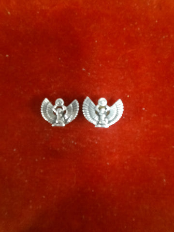 Conchos: Pair of sterling Egypt ISIS symbols, flush mount post and screw.