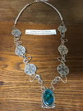 Necklace: All Sterling "Flower Blossom" with Chrysocola