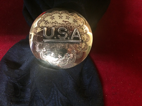 Slide: Brass 1 1/2" with star motif & Sterling U.S.A. overlay