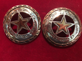 Conchos: Pair of cut out Star Sterling tri-metal with brass and copper overlay