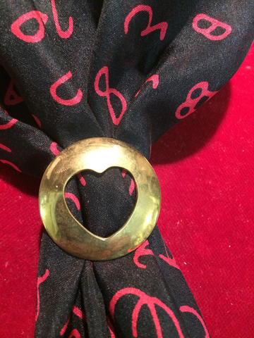 Scarf Slide: Plain Brass with Cut out Heart 1 1/4"