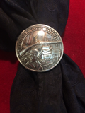 Scarf Slide: Fine Silver NRA medal, Kentucky Long Rifle