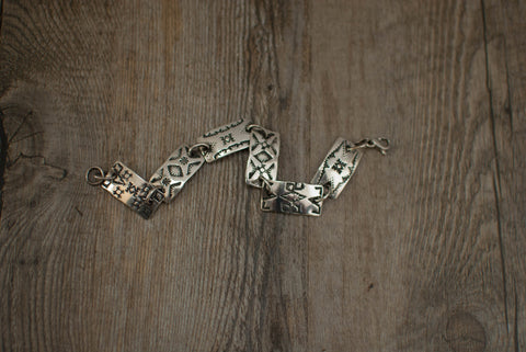 Sterling Stamped Link Bracelet