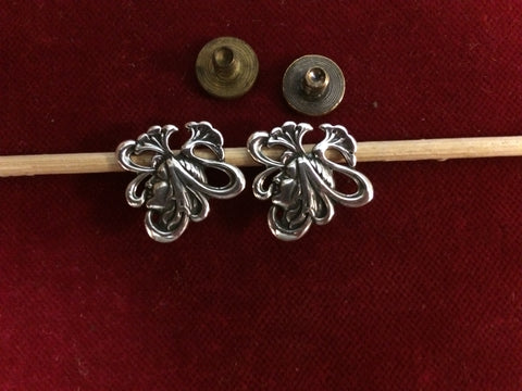 Conchos: Pair of Sterling Deco Girl with flush mount post and screw.
