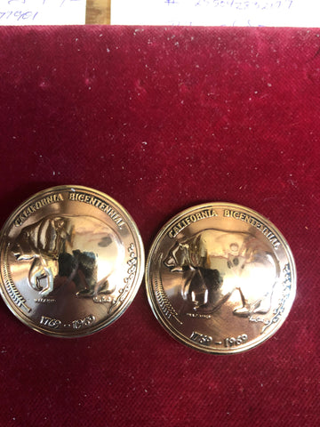 Conchos: Pr. of Copper California Bear Bicentennial tokens.