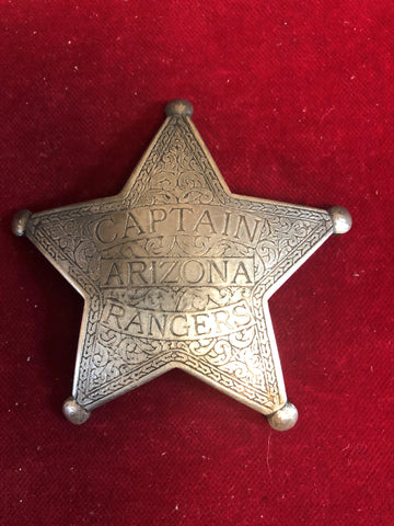 Badge: sterling plated, Captain, Arizona Rangers