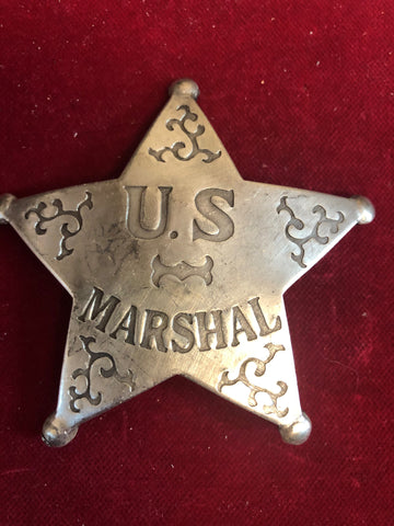 Badge: Sterling plated large star, U. S. Marshal