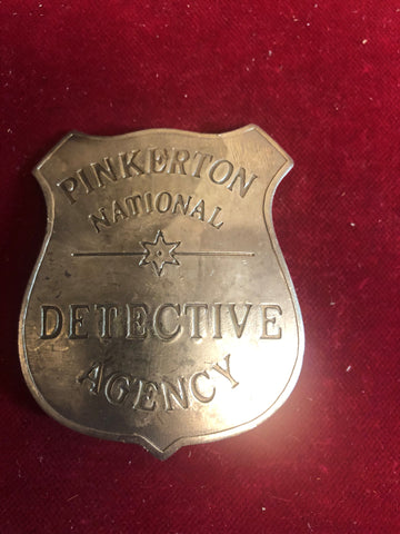 Badge: Sterling plated Pinkerton National |Detective Agency