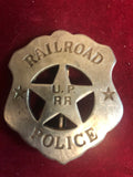 Badge: Sterling plated Railroad Police U. P. R R