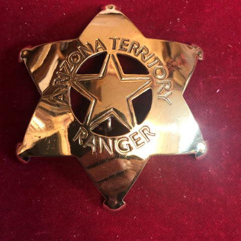 Badge: Solid brass Arizona Territory Ranger