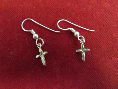 Earrings: Sterling Tiny Cross