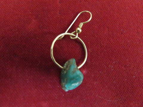 Earring: 14 kt. Gold and Natural Turquoise Nugget