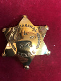 Badge: Solid brass U. S. Marshal Texas