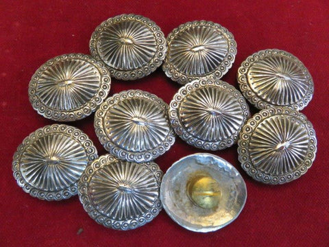 Conchos: Set of 10 Oval Sterling Scalloped and Fluted