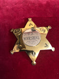 Custom Badge: 3 1/2" Brass w/ Sterling Overlay, "U.S.Marshal"