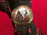 Scarf Slide: Brass 1 1/2" with sterling Buffalo Skull