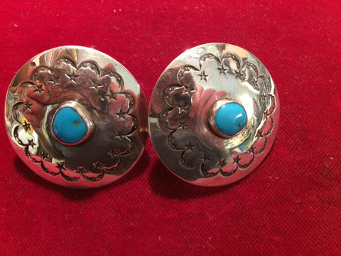 Conchos: Pair of Sterling Bridle Rosettes with Darling Darlene Turquoise