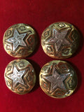 Conchos: Set of 4 Brass with Sterling Engraved Star
