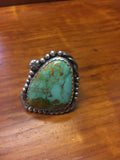 Ring: Large Battle Mt. Turquoise on heavy Sterling