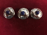 Conchos: Set of 3 Sterling 1" with Lapis stones.