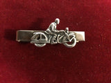 Tie Clip: Sterling Motorcycle Rider on Nickle clip