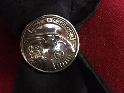 Scarf Slide: Fine Silver Medal licensed by NRA: Smith & Wesson