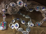 Concho Belt: Sterling and multi Stone Lapis and Matrix stones Link Belt