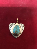 Pendent: Sterling  Heart with 14 kt Gold tear drop w/ Persian Turquoise