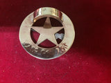 Slide: Brass 1 3/4" circle star with Sterling Mare's Leg overlay, WANTED!